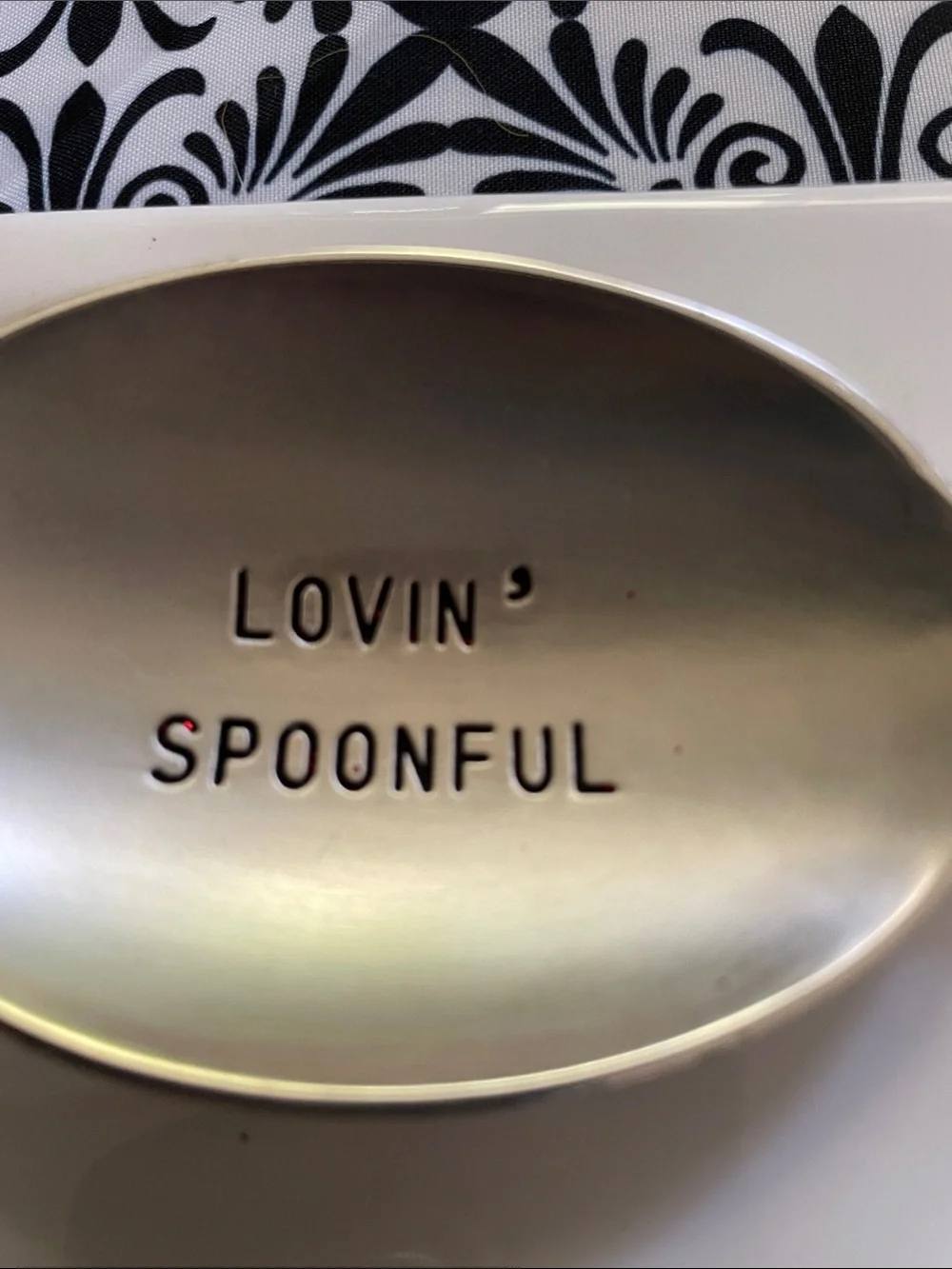 Mud Pie Silver-Tone Serving Spoon with White Ceramic Tray
